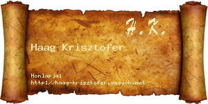 Haag Krisztofer névjegykártya